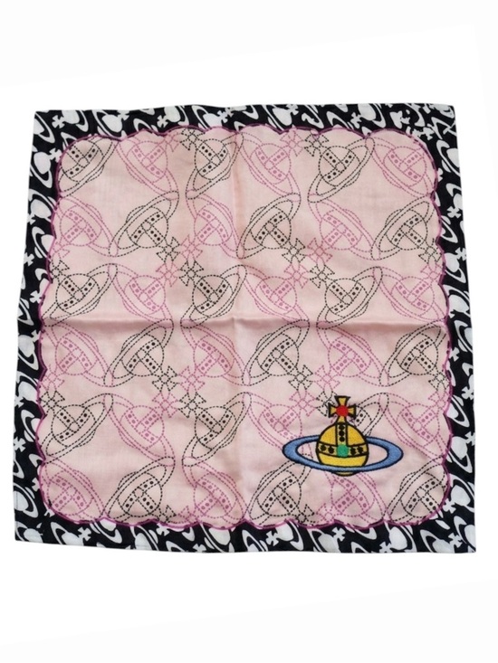 Vivienne Westwood Accessories - Vivienne Westwood Embroidered Orb Y2K Cotton Bandana Handkerchief Scarf
